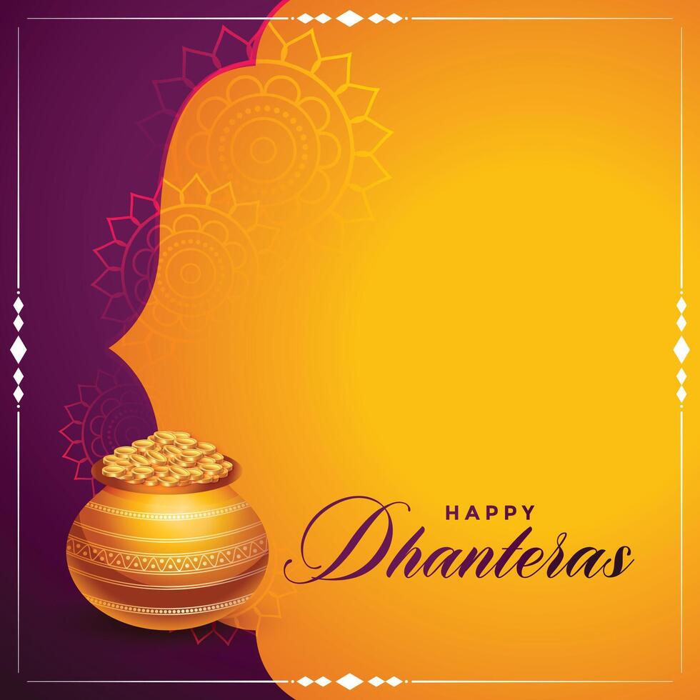 happy dhanteras wishes background in indian style vector