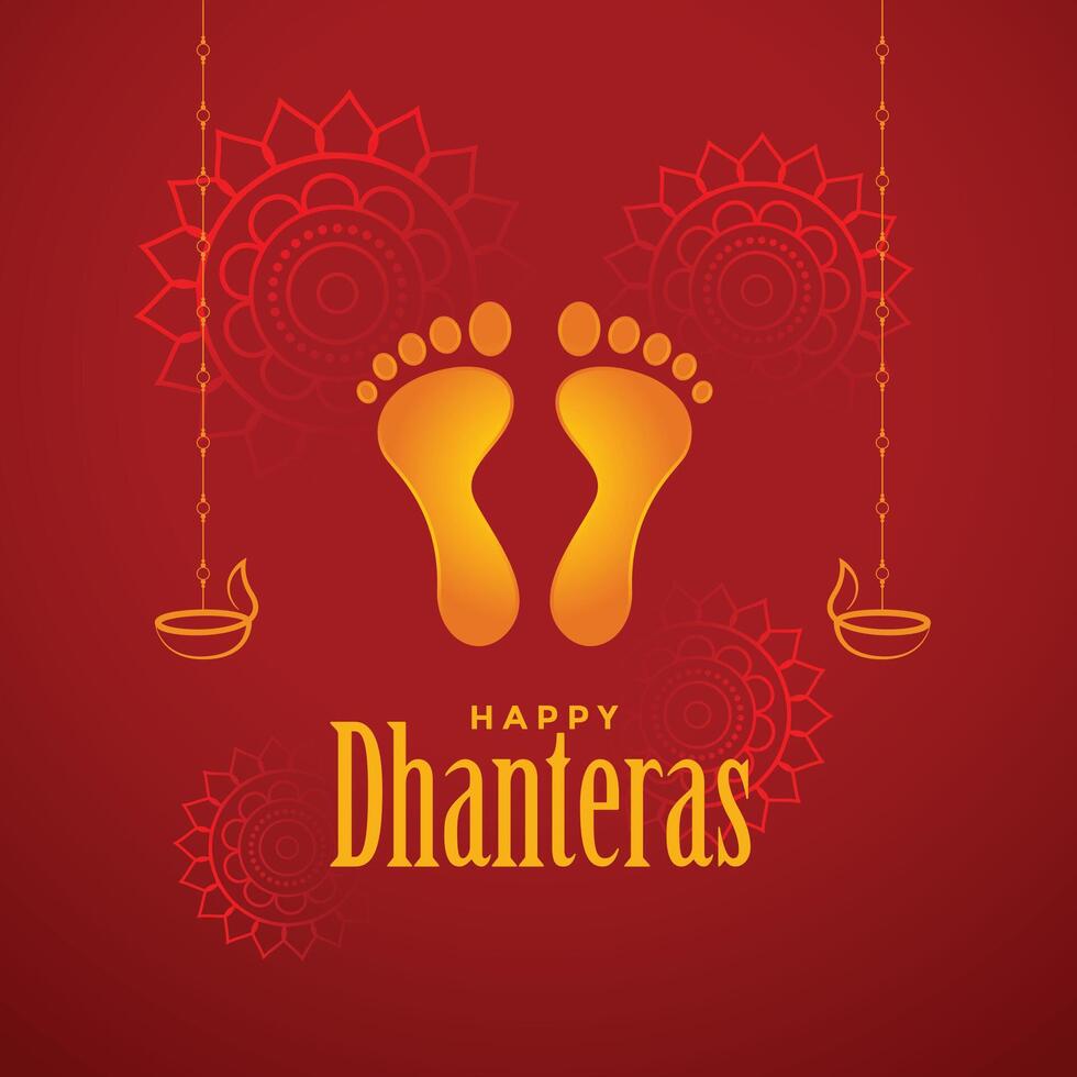 contento Dhanteras rojo antecedentes con Dios pie huellas dactilares vector