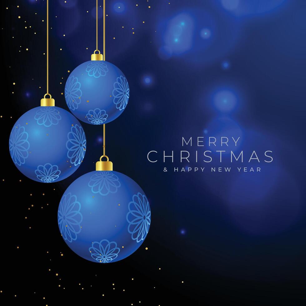 merry christmas beautiful background with hanging baubles vector