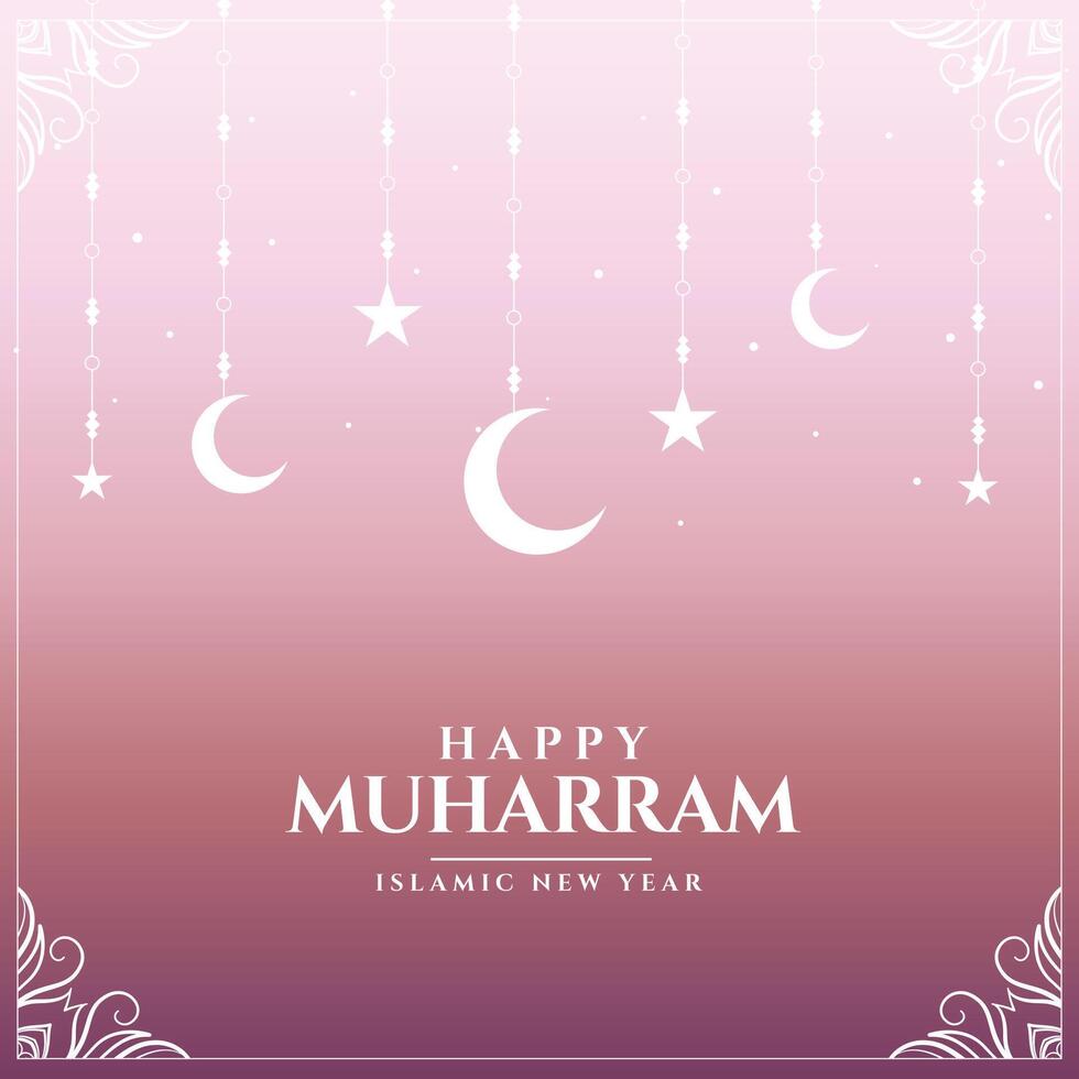 happy muharram islamic festival beautiful card design vector