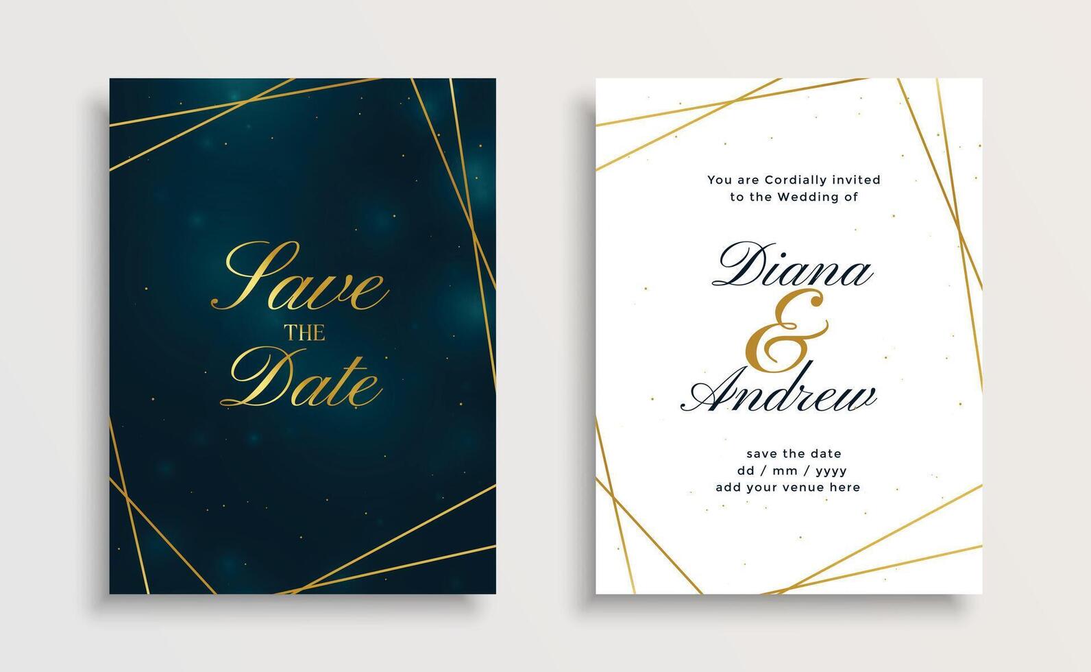 creativo real dorado línea Boda invitación tarjeta diseño vector