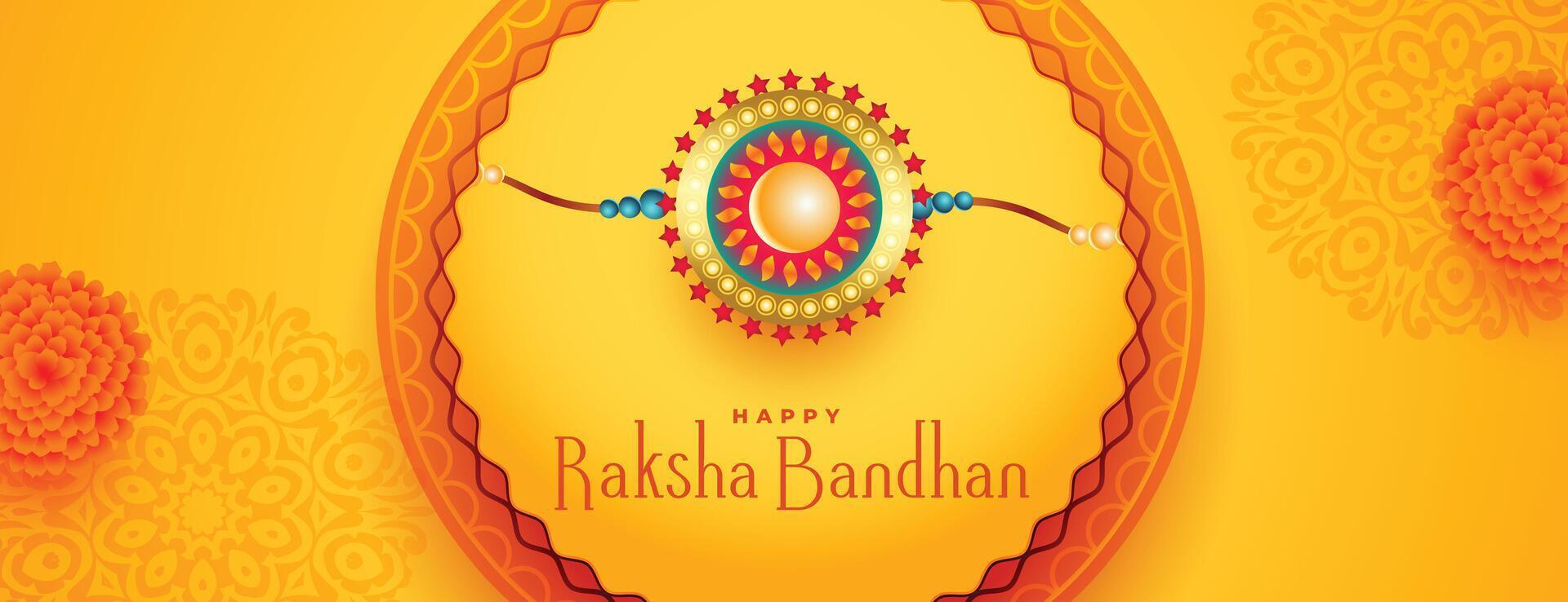 realistic rakhsha bandhan concept banner for brother and sister love vector