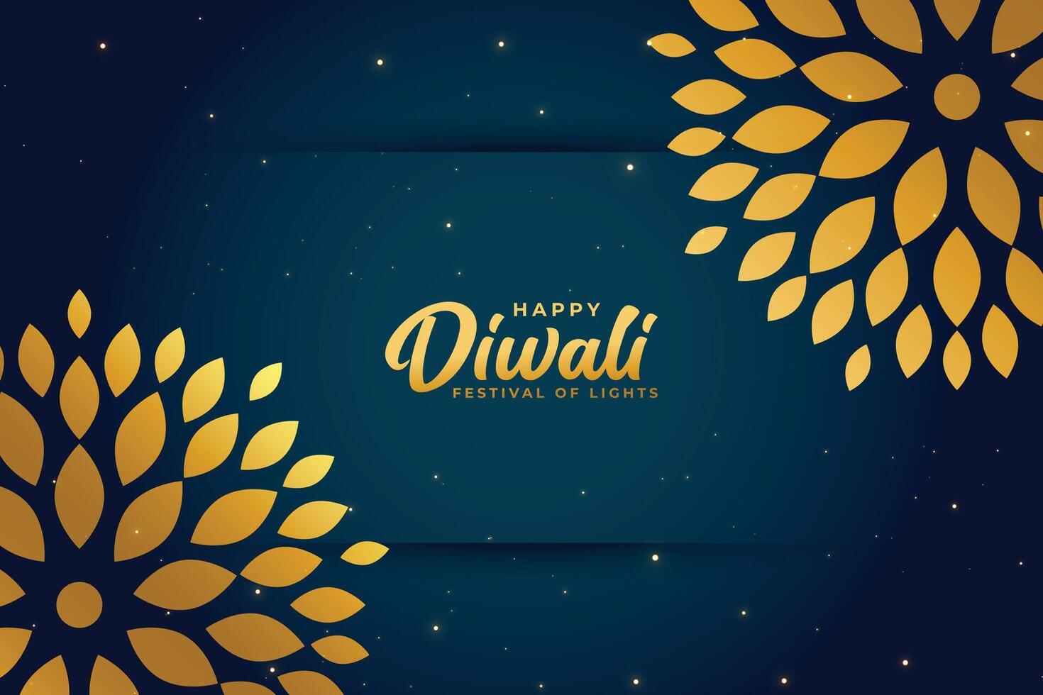 happy diwali greeting template with floral design background vector