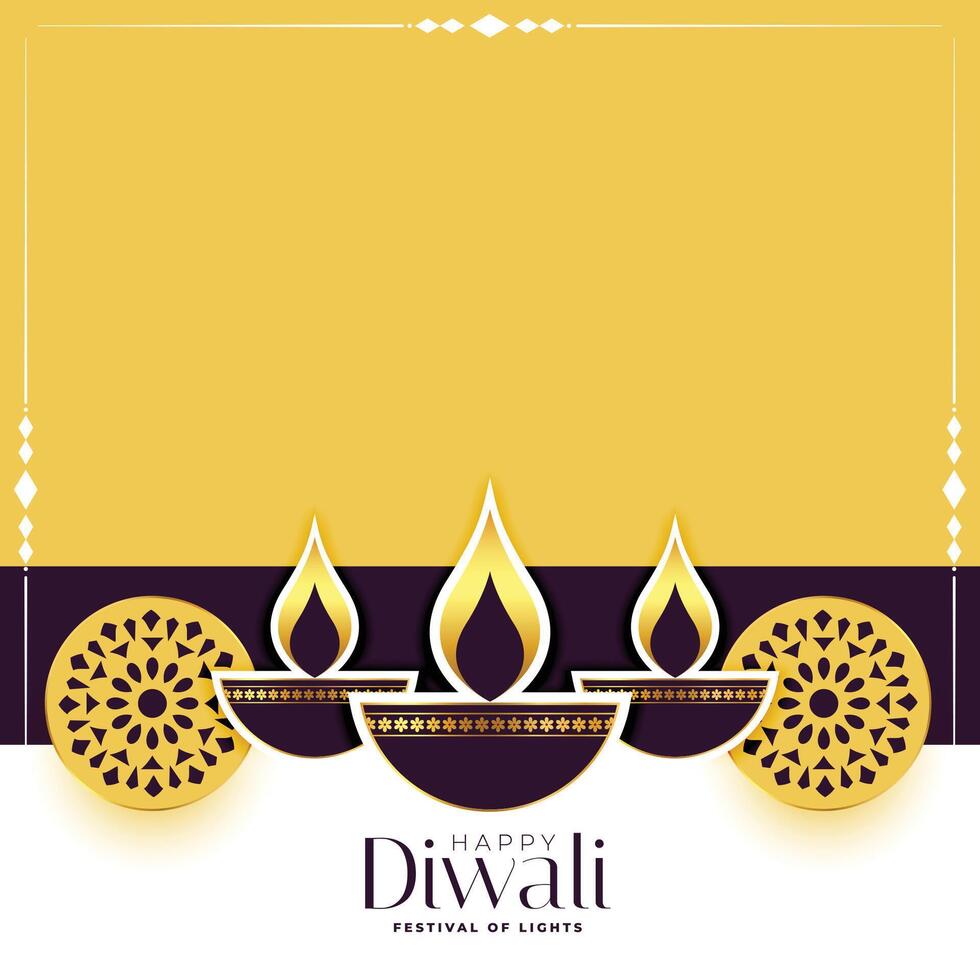 étnico estilo diya en deepavali póster con texto espacio vector ilustración