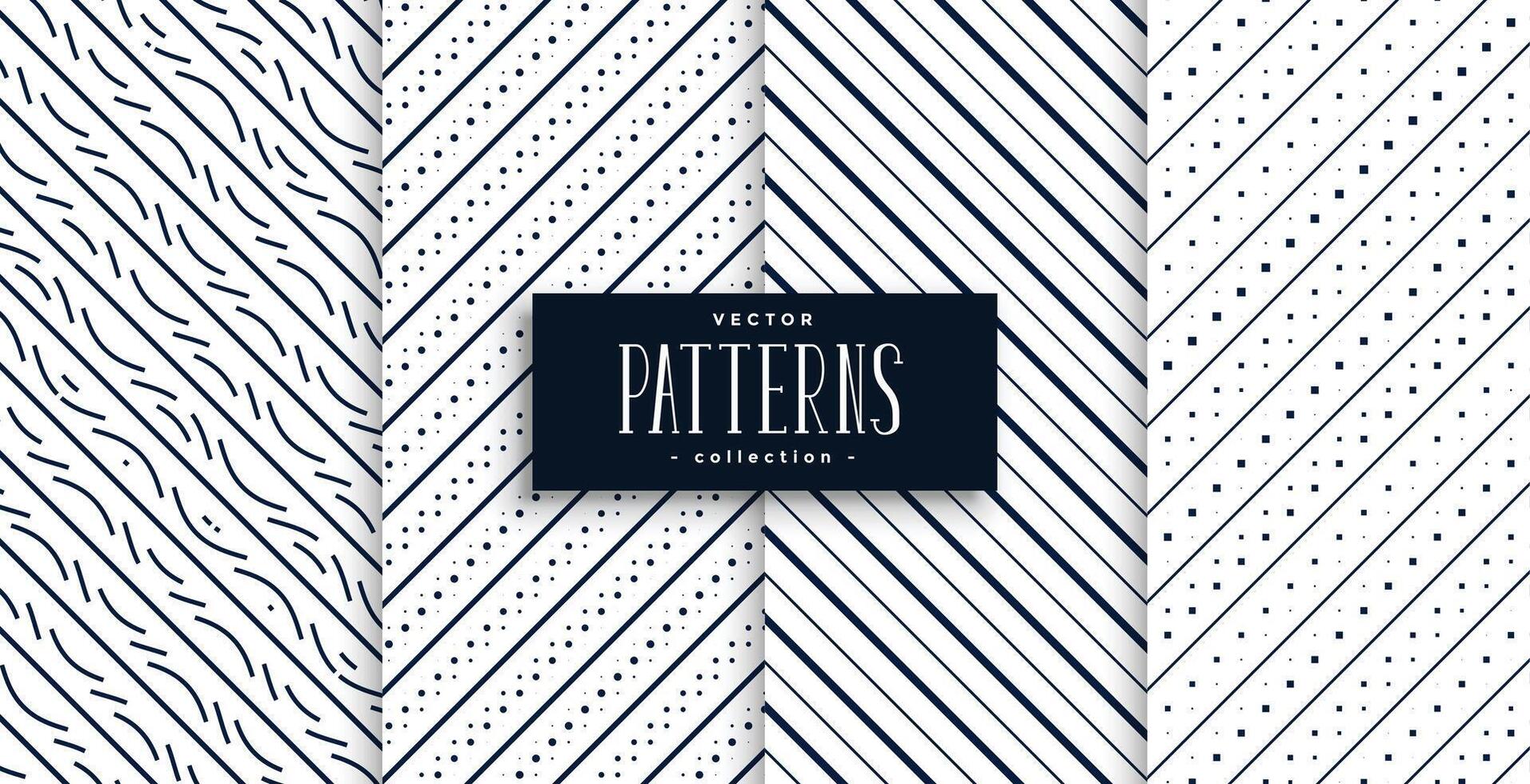 abstract diagonal lines classic patterns set of four vector