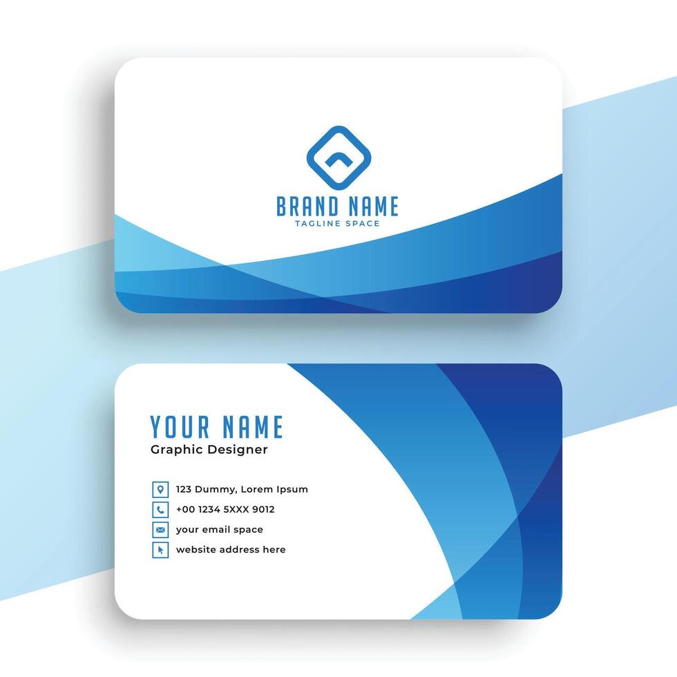 Corporate modern blue and white business card template vector