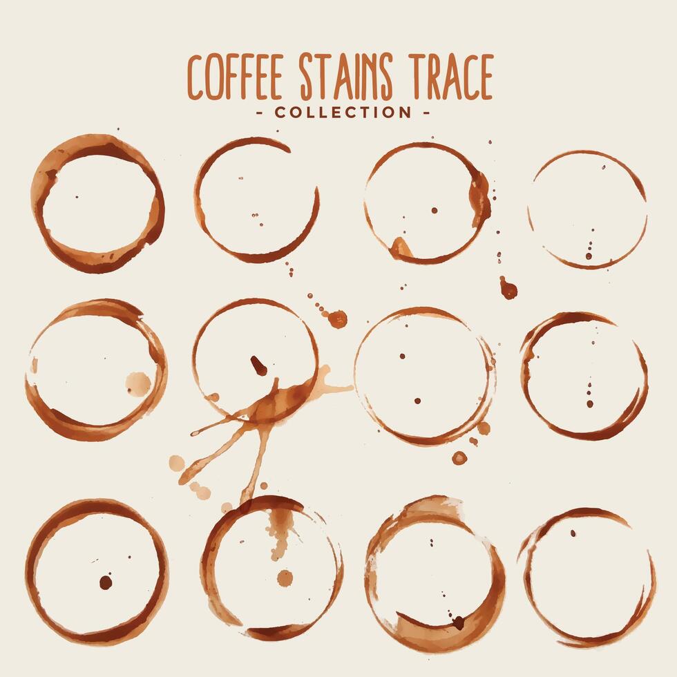 big set of coffee stain trace texture vector