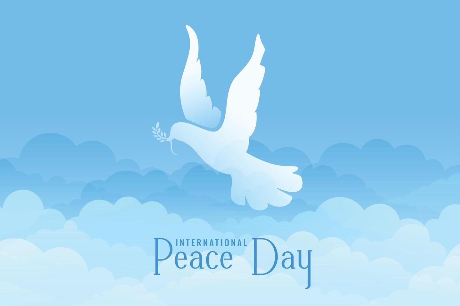 internacional día de paz antecedentes con azul cielo, Paloma vector ilustración