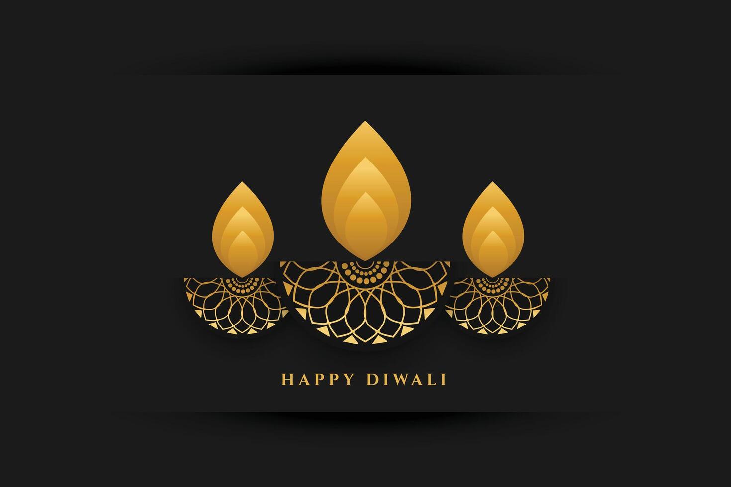 étnico estilo dorado diya para diwali festival bandera vector