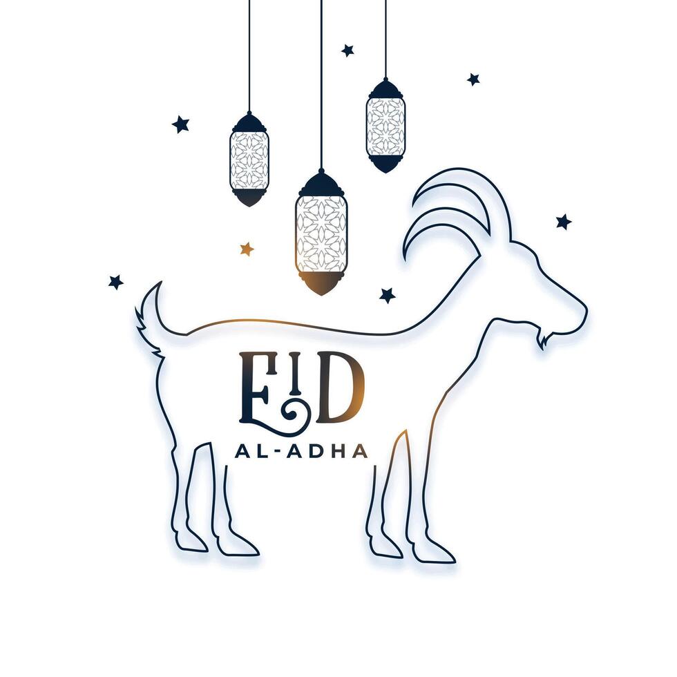 línea mano dibujado estilo eid Alabama adha festival antecedentes vector