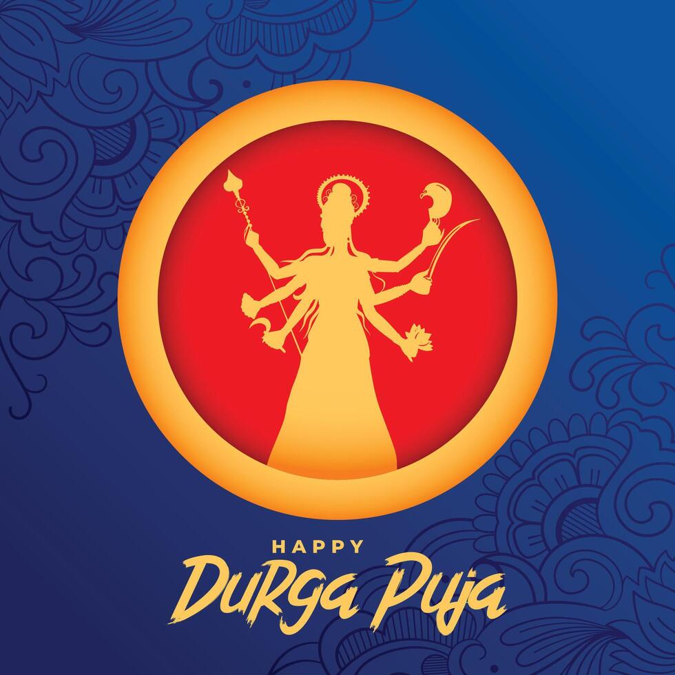 Happy durga pooja navratri festival wishes card design vector