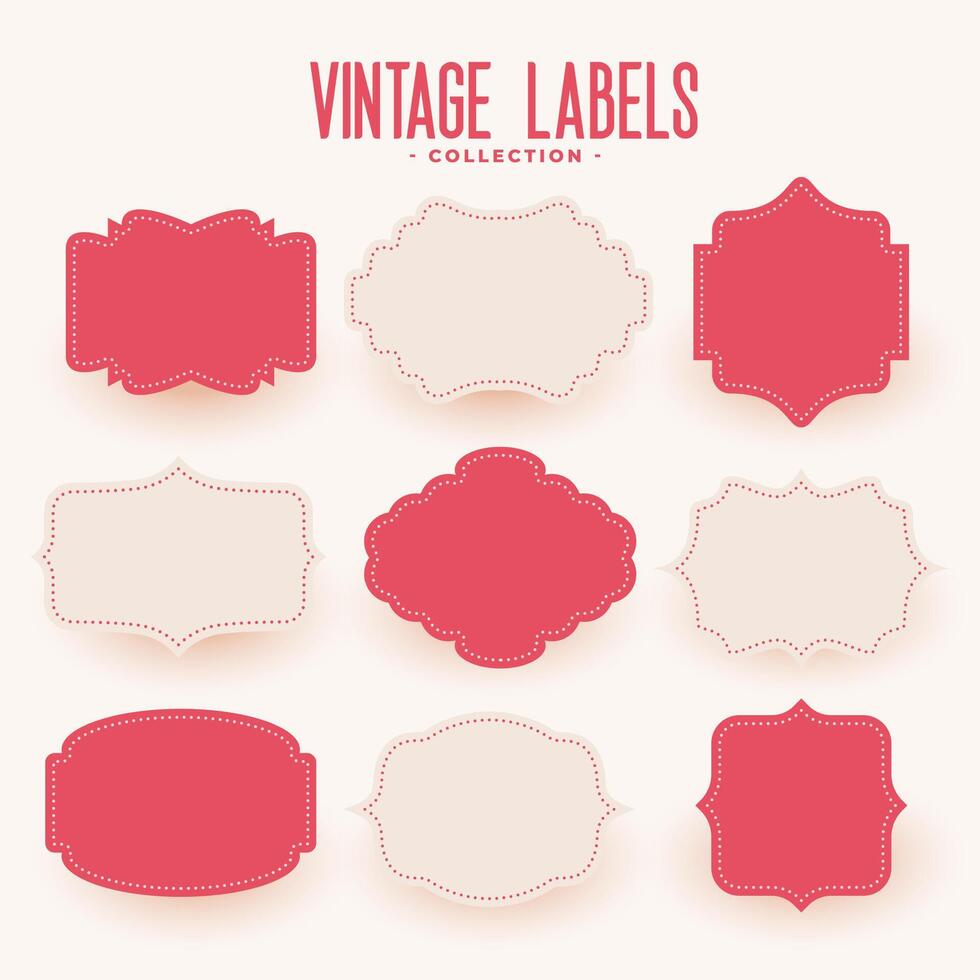 empty vintage style wedding labels set of nine vector