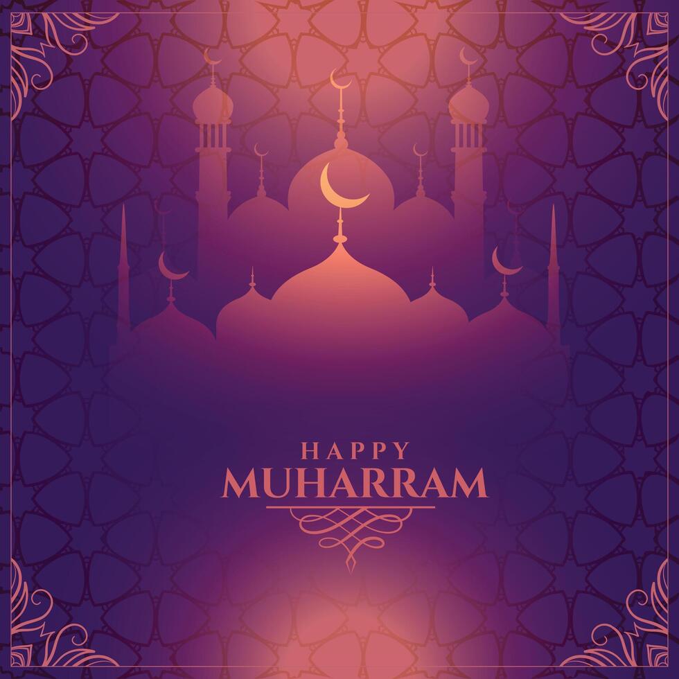 happy muharram shiny festival background design vector