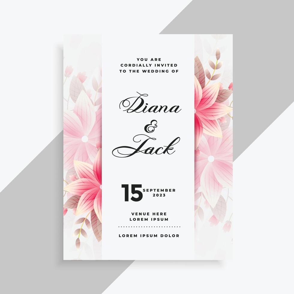 beautiful flower decorative wedding card template design vector