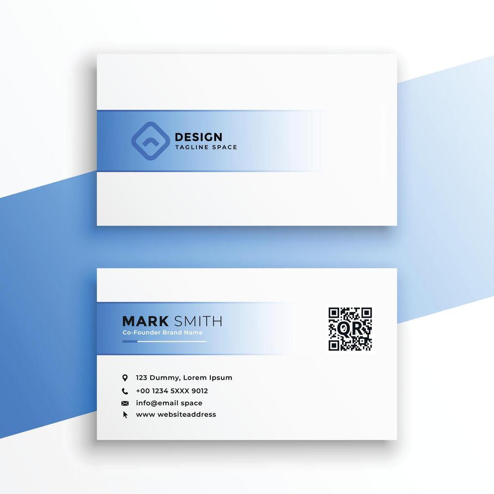 simple blue and white business card design vector