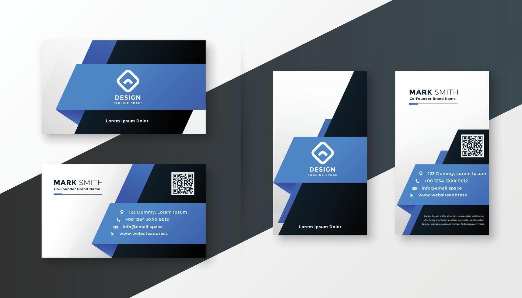 abstract blue geometric business card design template vector