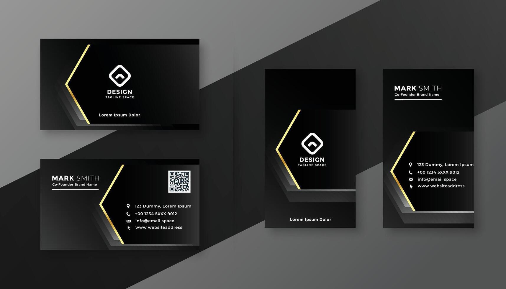 profesional oscuro negro negocio tarjeta con dorado efecto diseño vector