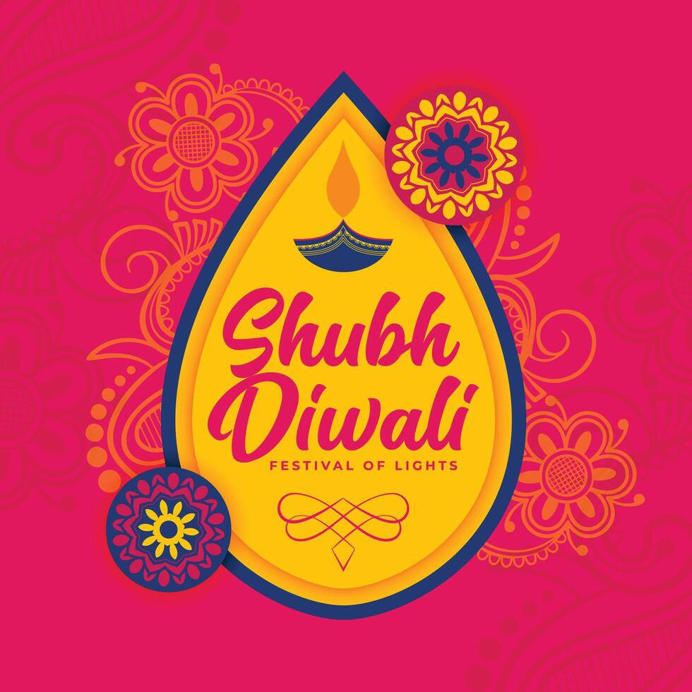 shubh traditional deepavali poster on indian style background vector