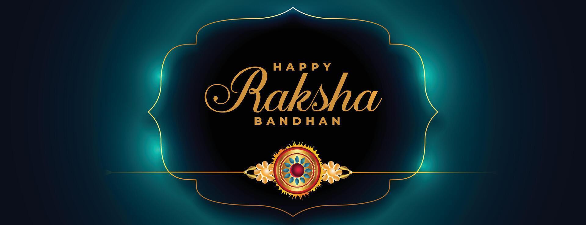 raksha bandhan beautiful banner with golden rakhi vector