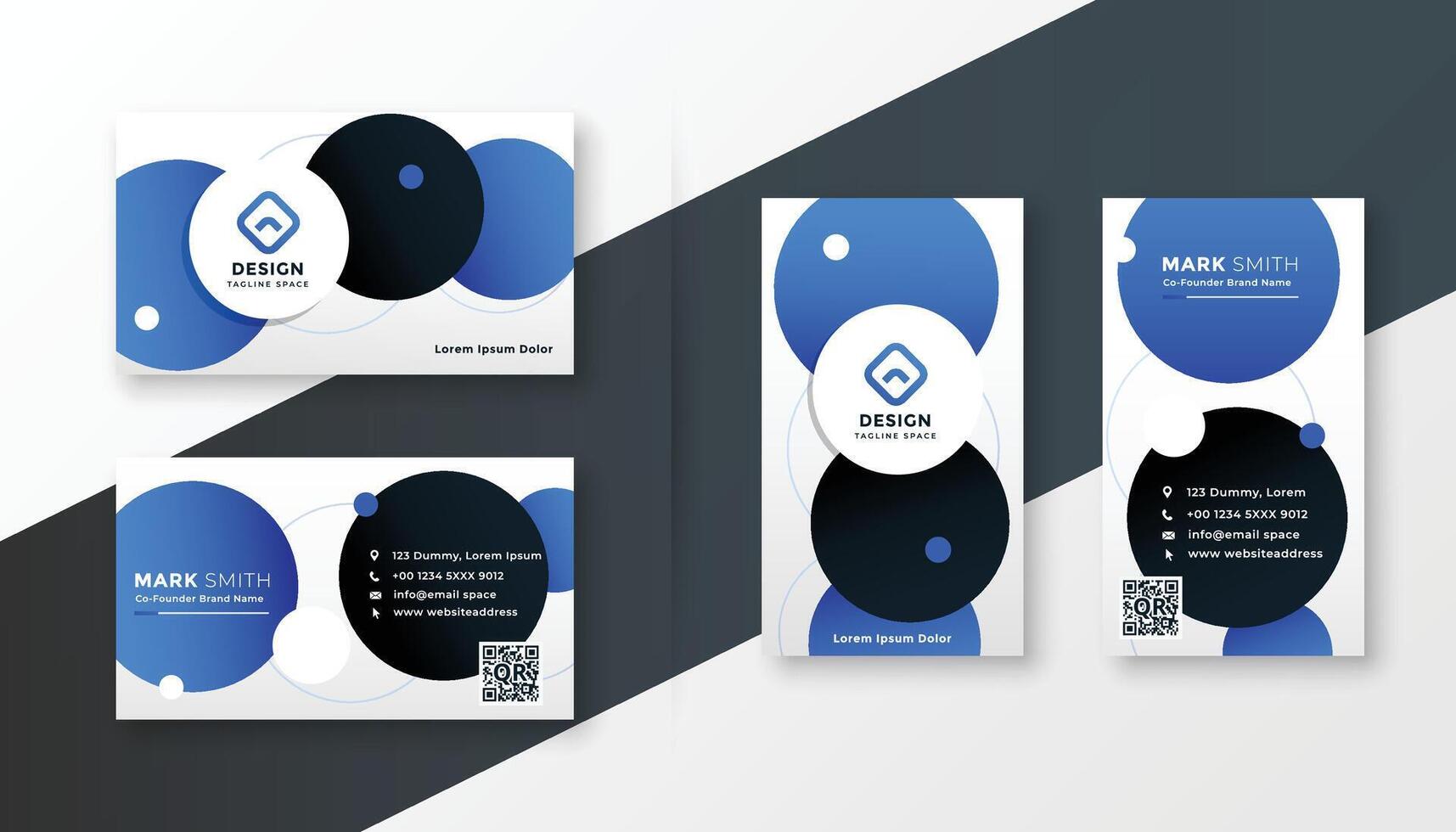 blue circles modern business card design template vector