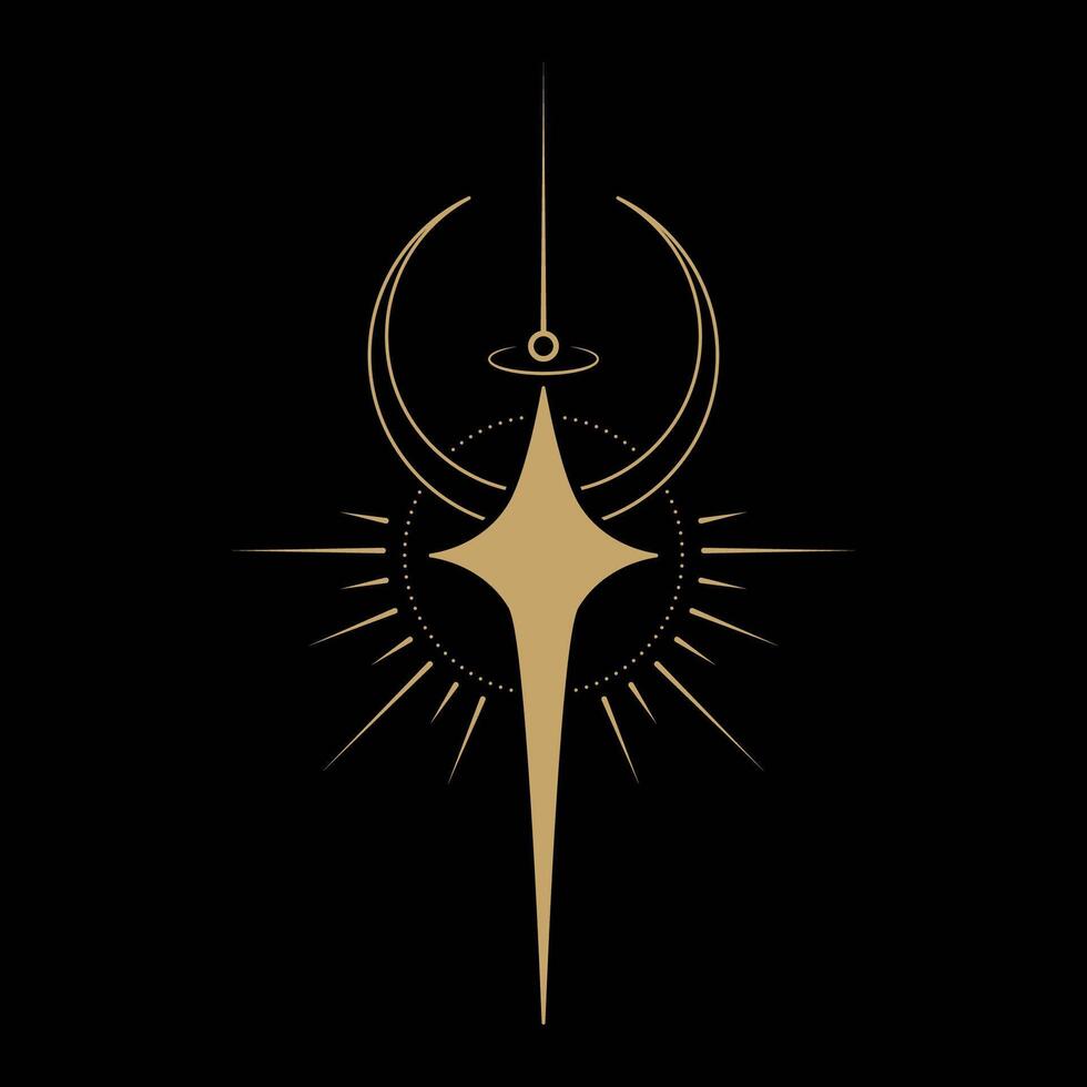 misterioso dorado mágico logo vector diseño