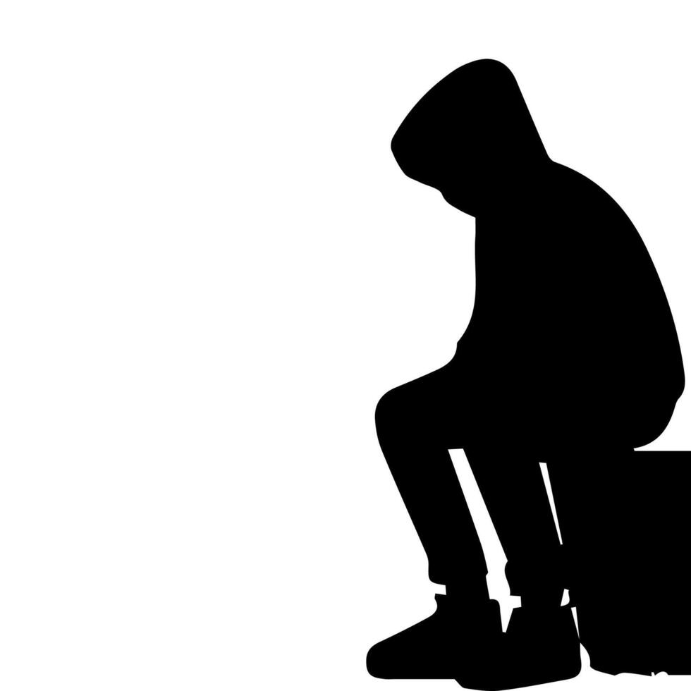 Alone boy sad Silhouette of Very sad man Free Vector