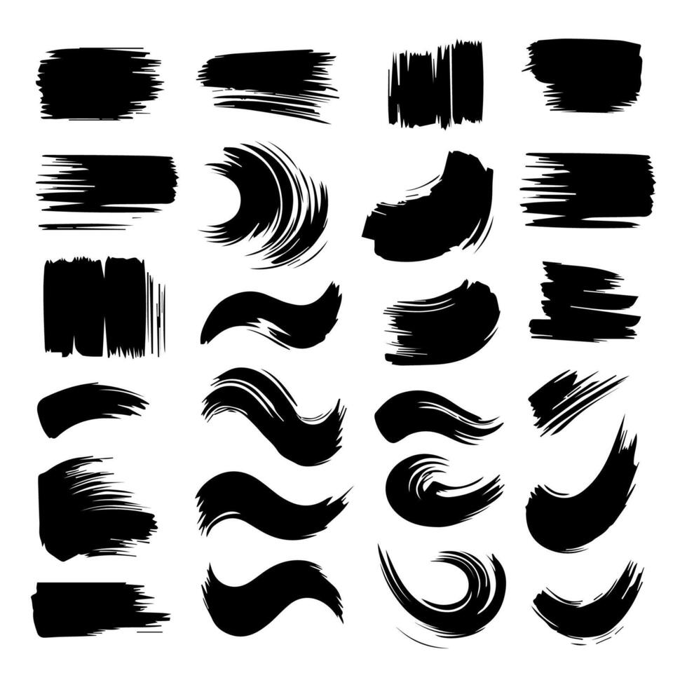 Vector black paint, ink brush stroke, brush, line or texture. Dirty artistic design element, box, frame or background for text.