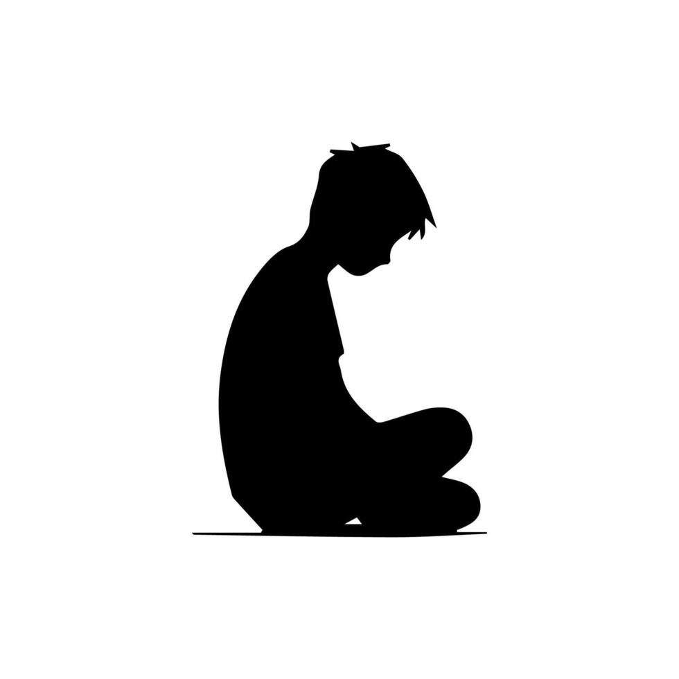 Alone boy sad Silhouette of Very sad man Free Vector