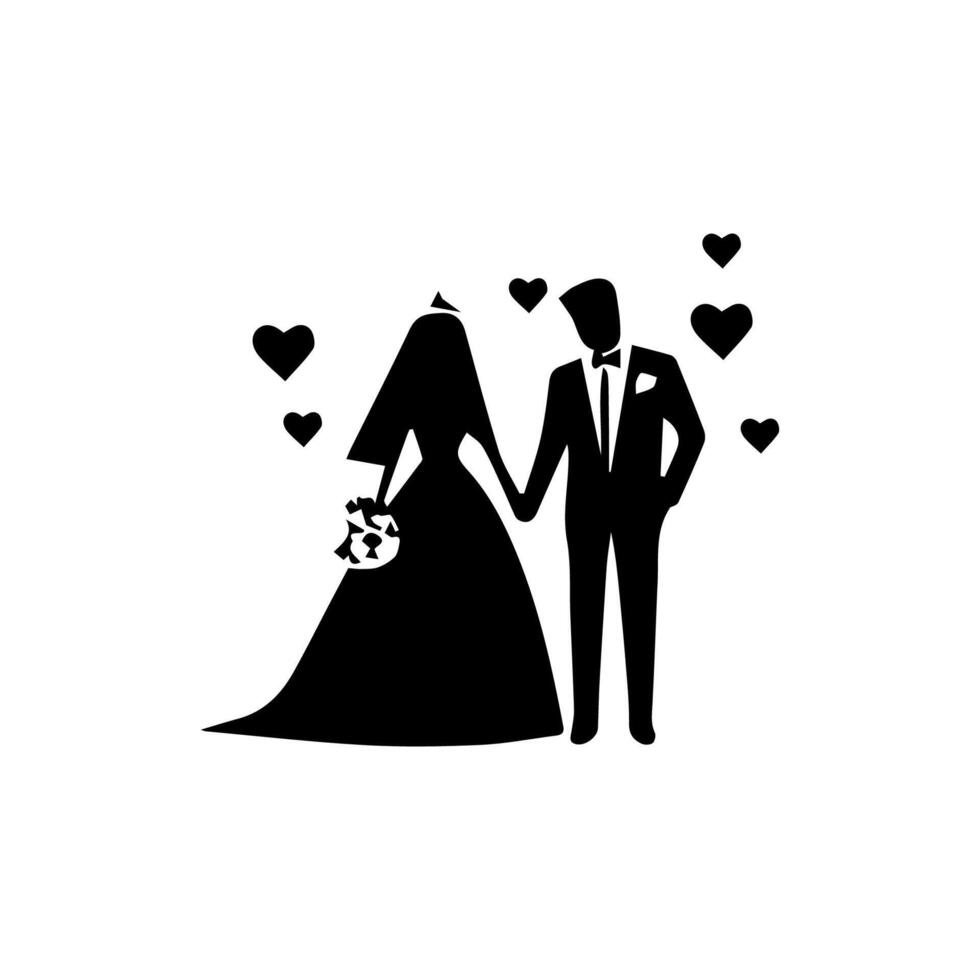 casado Pareja con decoración icono. mano dibujado estilo vector diseño ilustraciones.