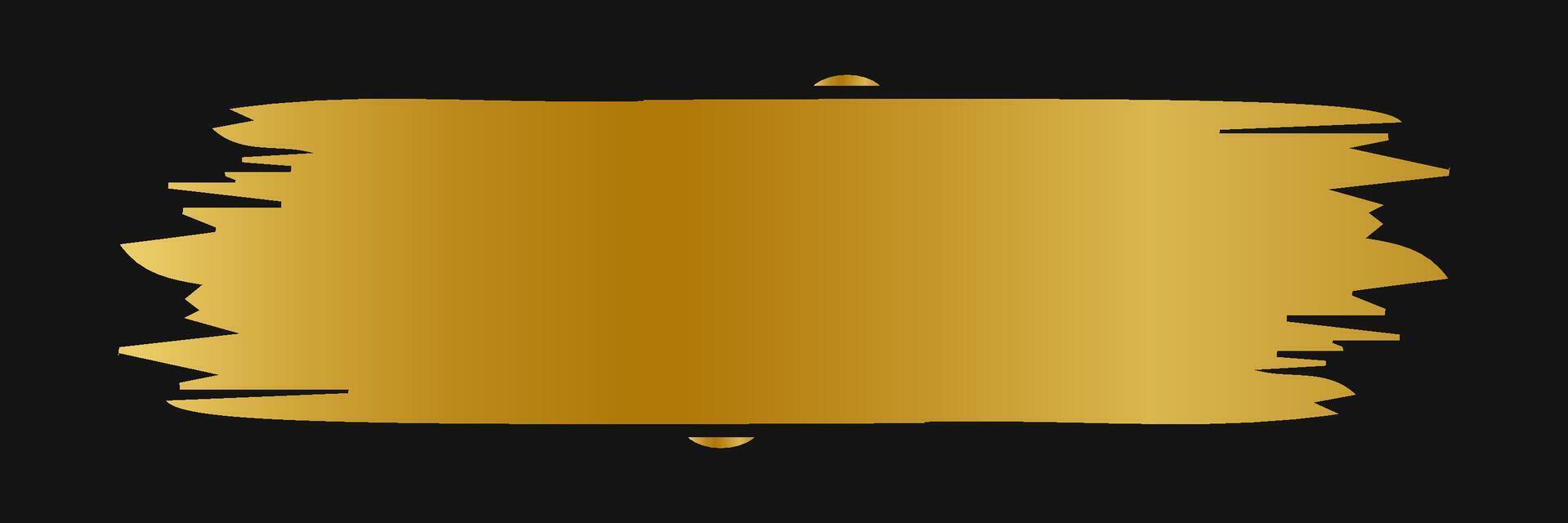 Golden paint brush stroke. Set of gold paint smear with glittering texture. Realistic gold brush stroke with metallic effect. Vector
