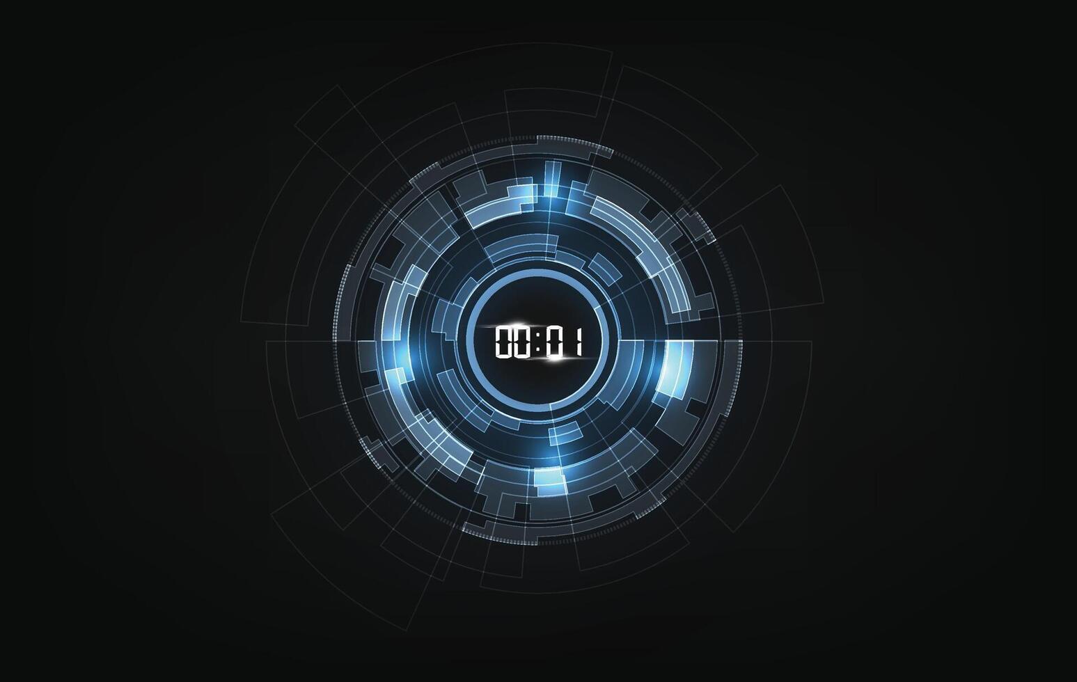Abstract Futuristic Technology Background with Digital number timer concept and countdown, vector transparent