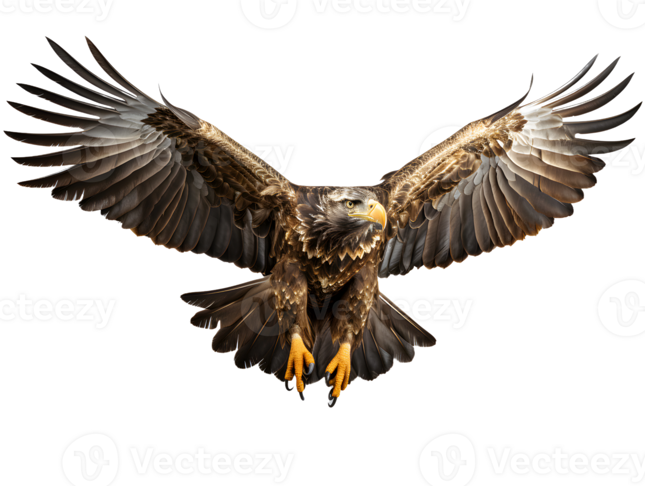 AI generated Eagle Flying with Spread Wings Isolated on Transparent Background. Close Up of a Hawk. Generative Ai png