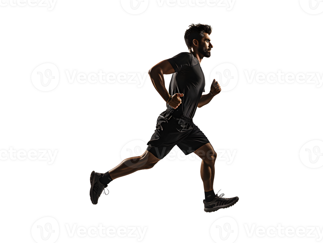 AI generated Fit Young Man Running Isolated on Transparent Background. Generative Ai png