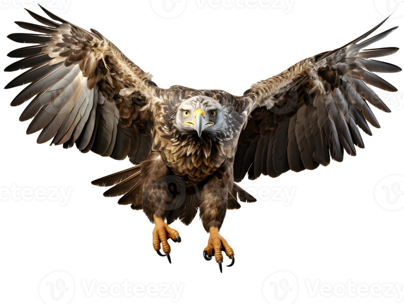 AI generated Eagle Flying with Spread Wings Isolated on Transparent Background. Close Up of a Hawk. Generative Ai png