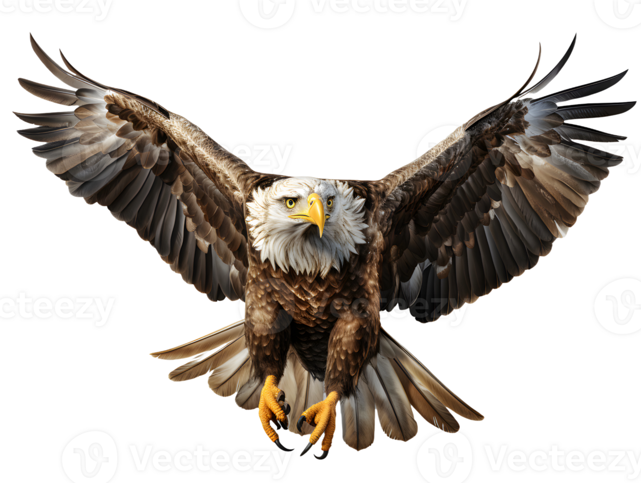 AI generated Eagle Flying with Spread Wings Isolated on Transparent Background. Close Up of a Hawk. Generative Ai png