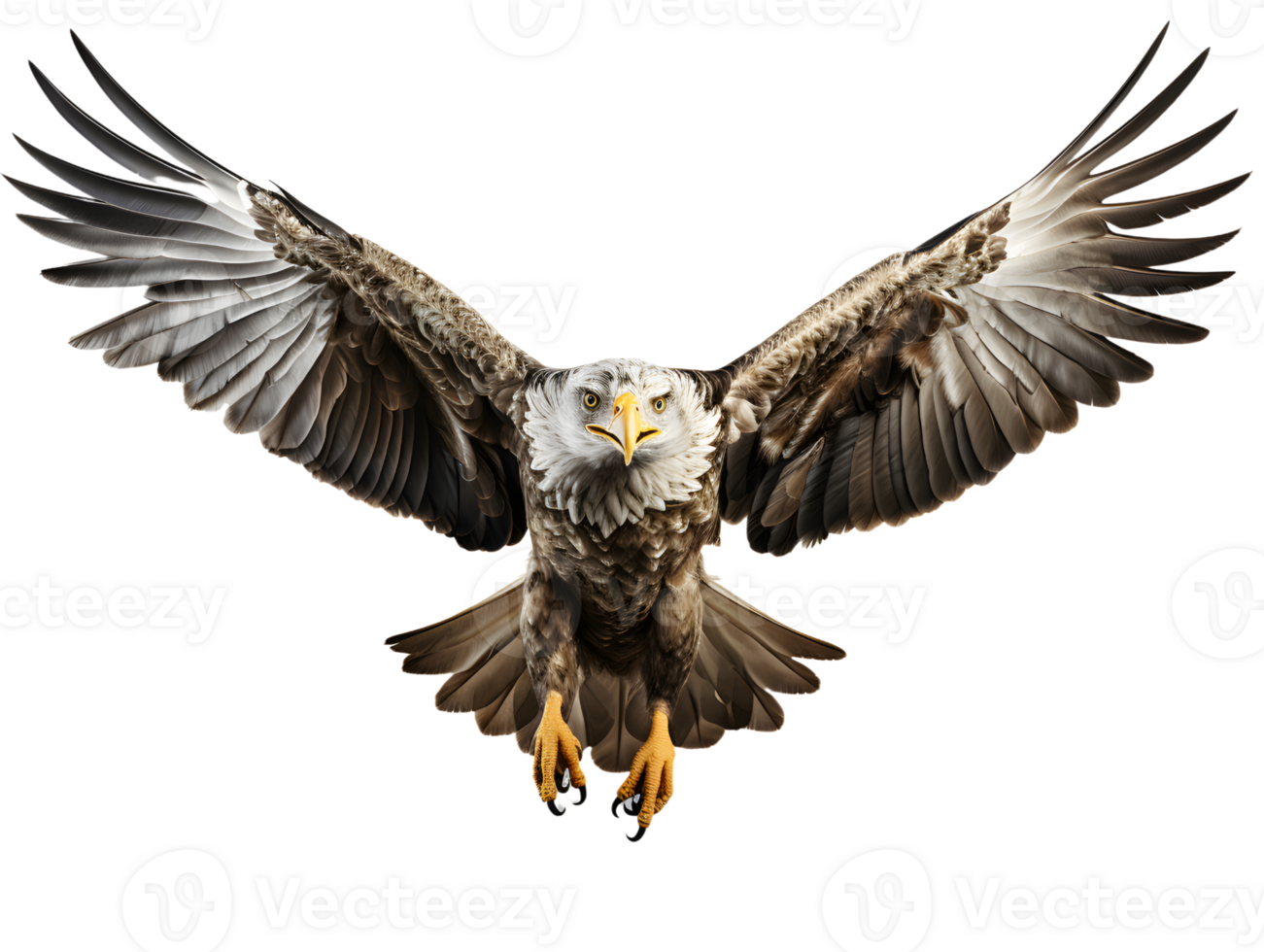 AI generated Eagle Flying with Spread Wings Isolated on Transparent Background. Close Up of a Hawk. Generative Ai png