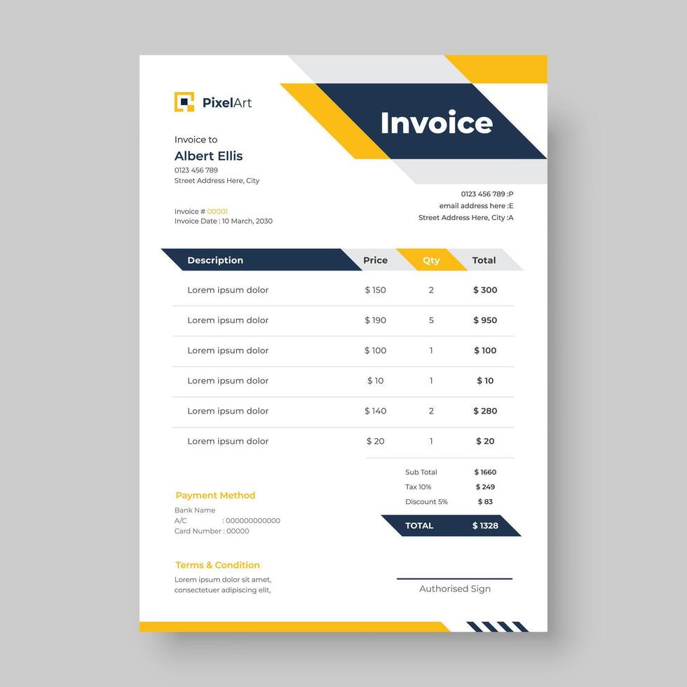 Modern corporate invoice design template vector