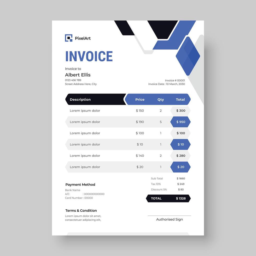 Abstract modern business invoice template vector