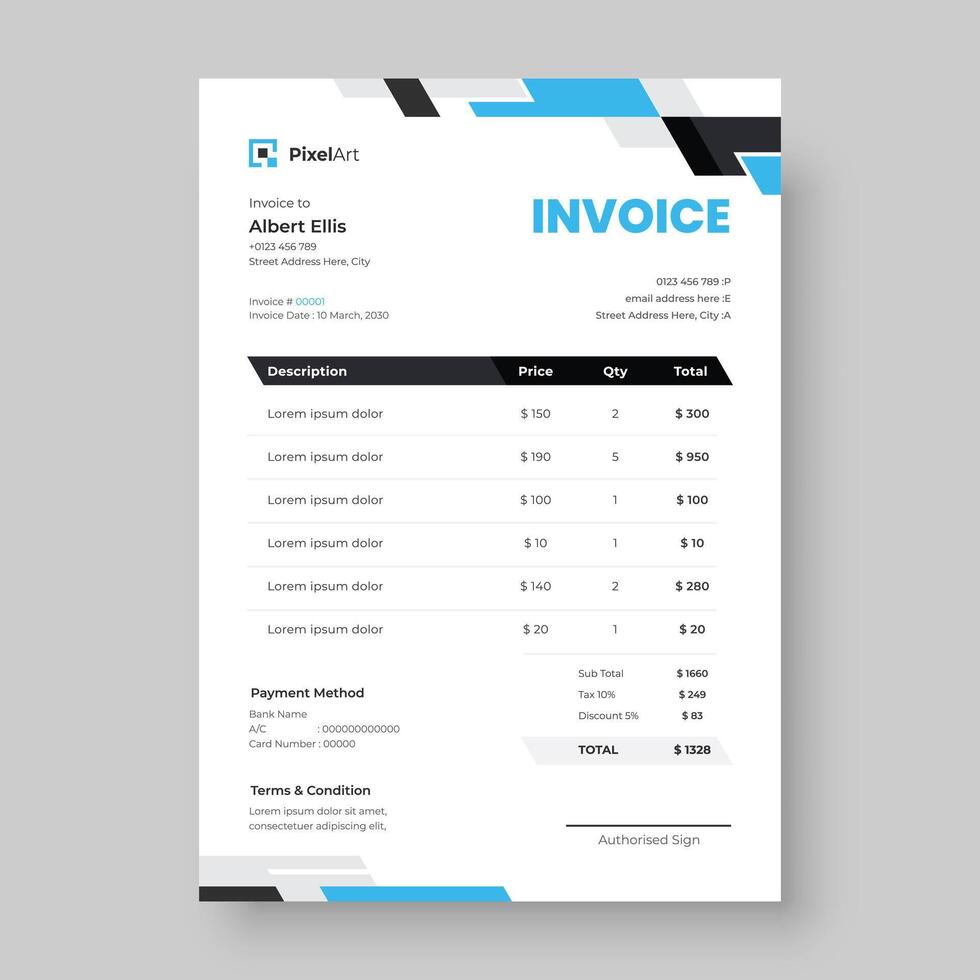 Modern corporate invoice design template vector