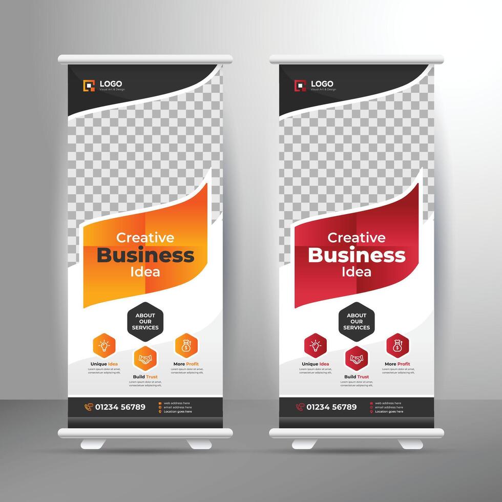 Business Rollup Banner Design Template, Business Idea Rollup Banner Template vector