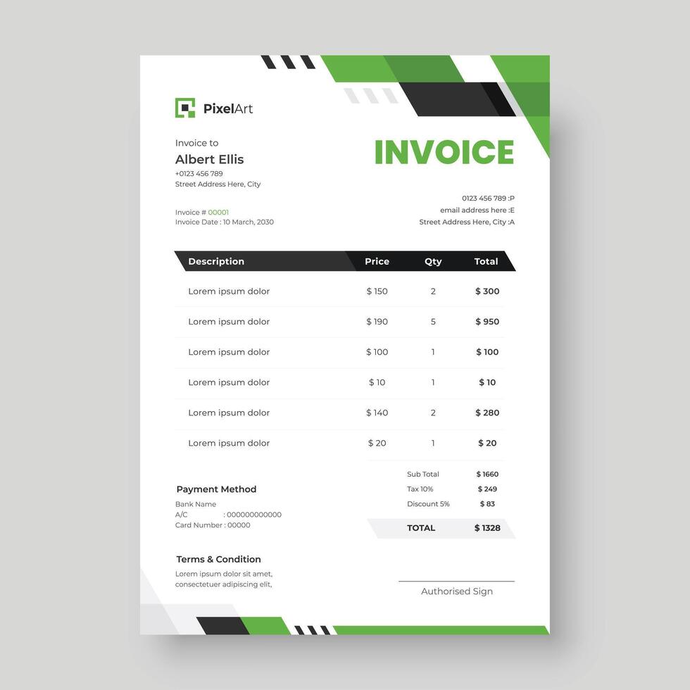 Corporate invoice design stationery template vector