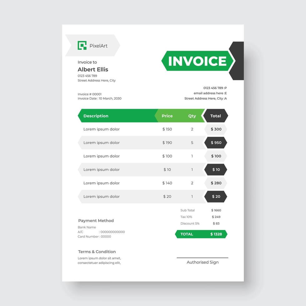 Modern corporate invoice design template vector