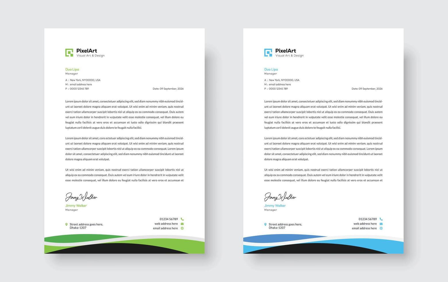 Corporate modern letterhead design, creative modern letter head design template vector