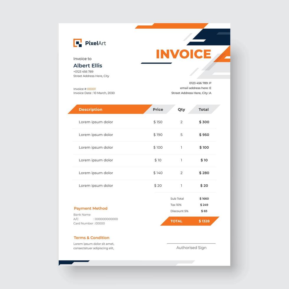 Minimal corporate invoice design template vector