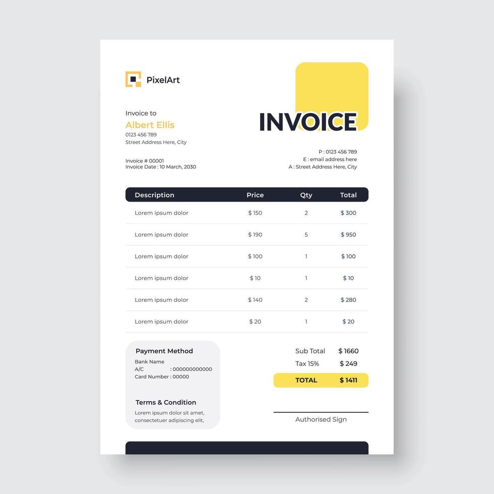 Minimal corporate invoice design template vector