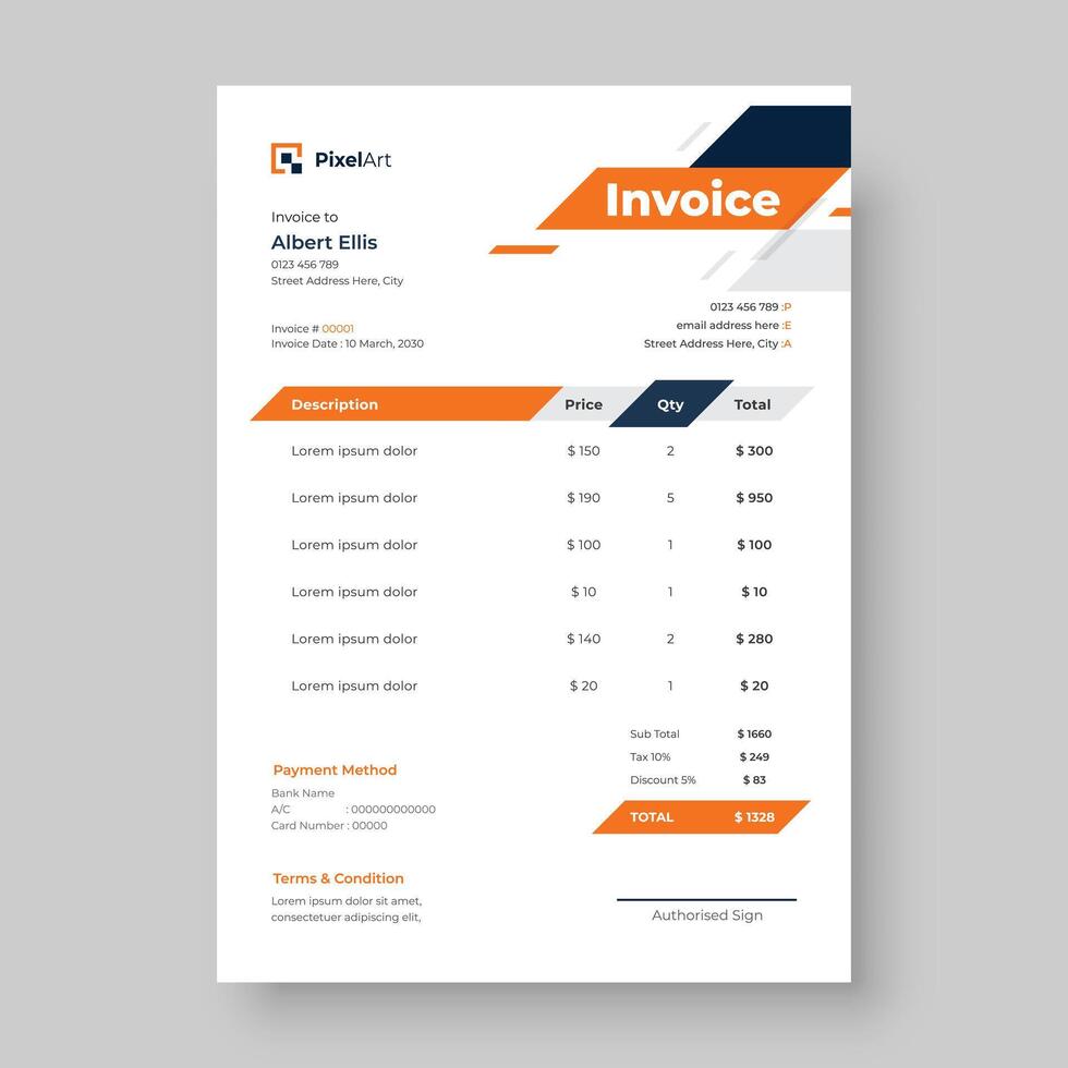 Minimal Corporate Business Invoice design template, Business Stationery Design vector