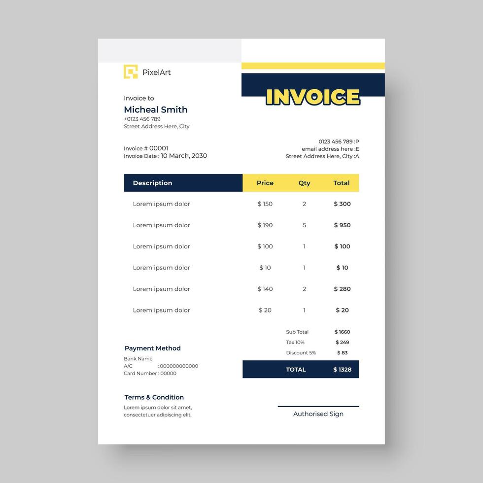 Creative Corporate invoice design stationery template vector