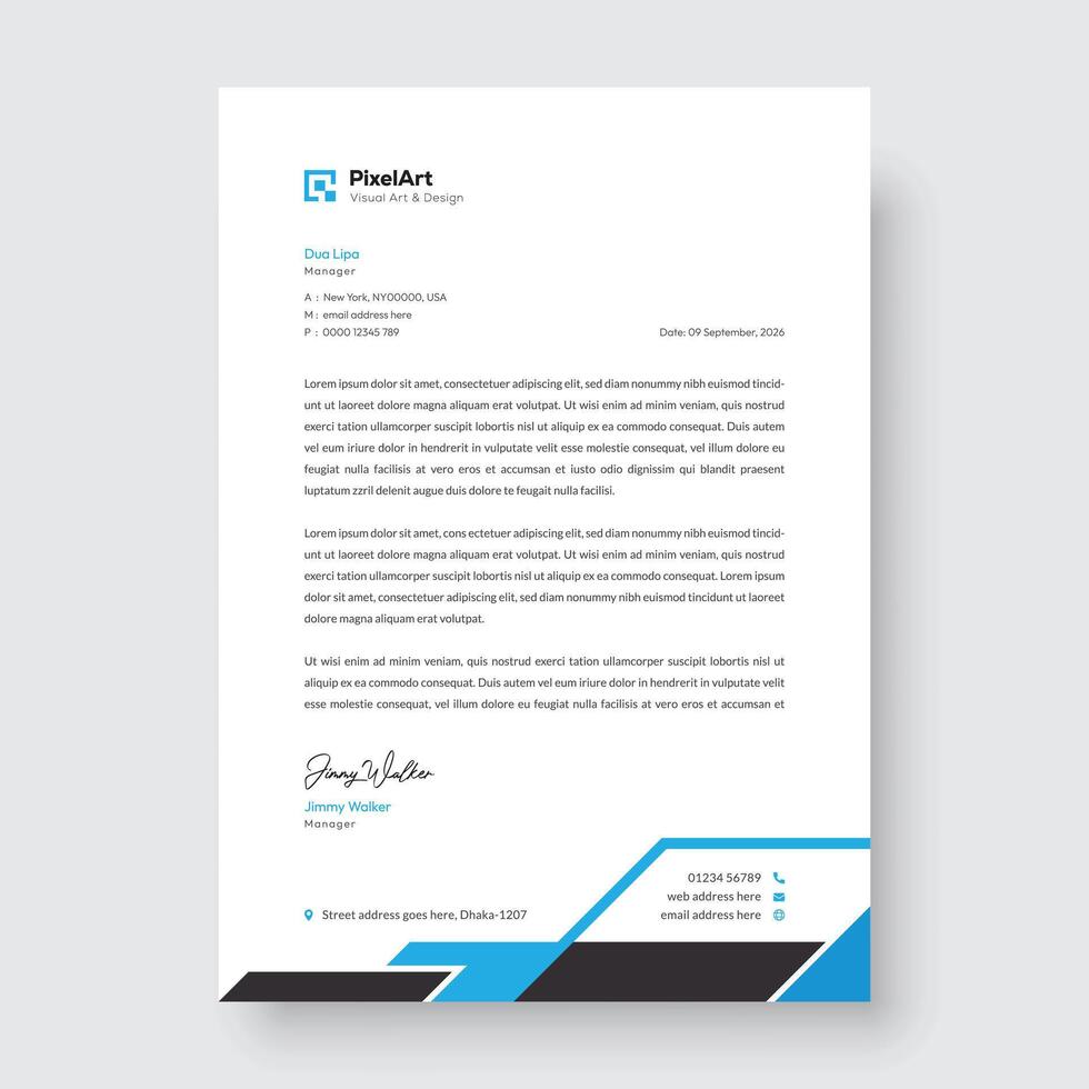 Professional corporate modern letterhead design, creative modern letter head design template vector