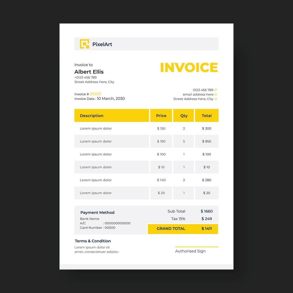 Minimal Corporate Business Invoice design template, Business Stationery Design vector