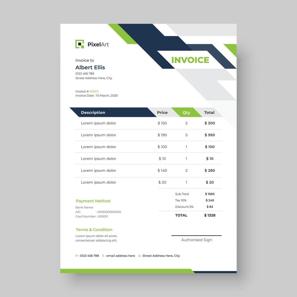 Minimal Corporate Business Invoice design template, Business Stationery Design vector